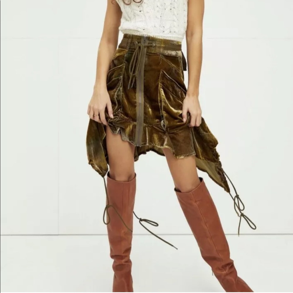 Free People Skirt Paxton Utility Velvet Olive 10